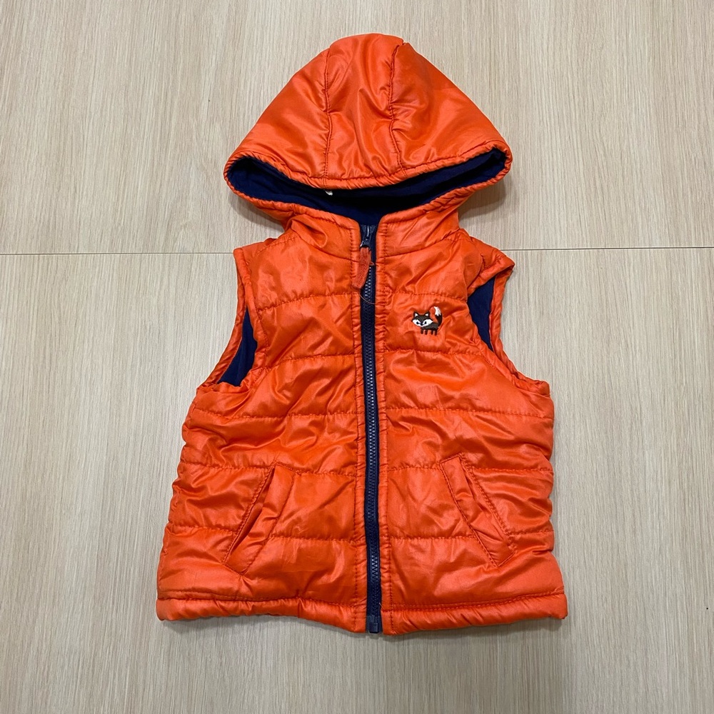 Size 18M Puffy Orange Sweater Vest - Picture 1 of 2